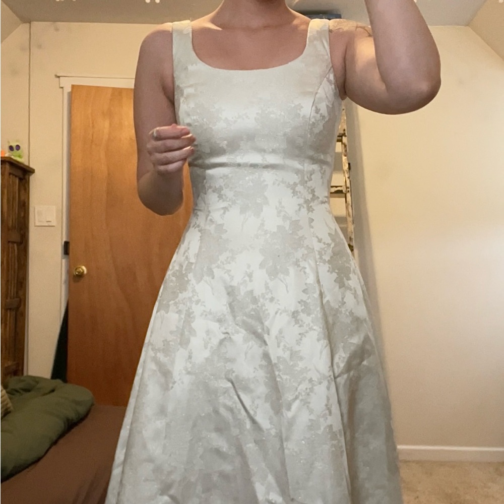 Vintage Gunne Sax Jessica McClintock A-line Scoop Neck Sparkle Wedding Dress
